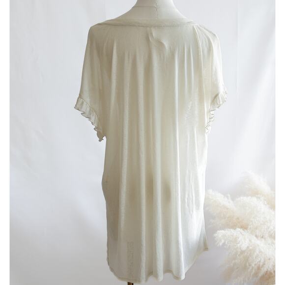 Anthropologie Gauze white ruffle top size L - Picture 2 of 6